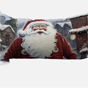 Caldeira Christmas Santa Claus Holiday Village Decorative Pillow Tapestry 14x26